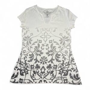 Vintage Tommy Hilfiger Top White/Black Floral, S